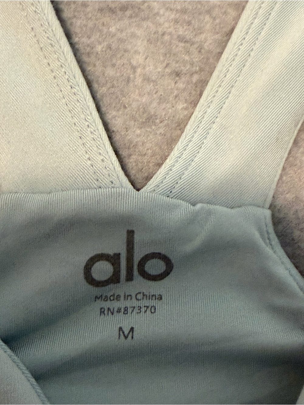 ALO Airbrush Real Bra Crop Tank Light Blue With Pads Buttery Soft 87370 - Picture 2 of 9